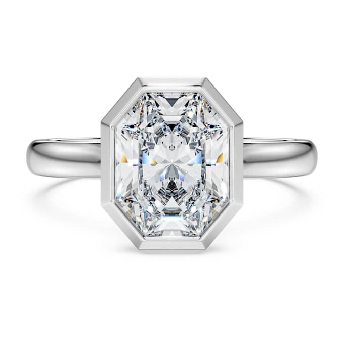 Octagon Bezel Ring Lab-Grown Diamonds 2.0 Ct Tw, Octagon Shape, 14K White Gold Octagon Bezel Ring Lab-Grown Diamonds 2.0 Ct Tw, Octagon Shape, 14K White Gold