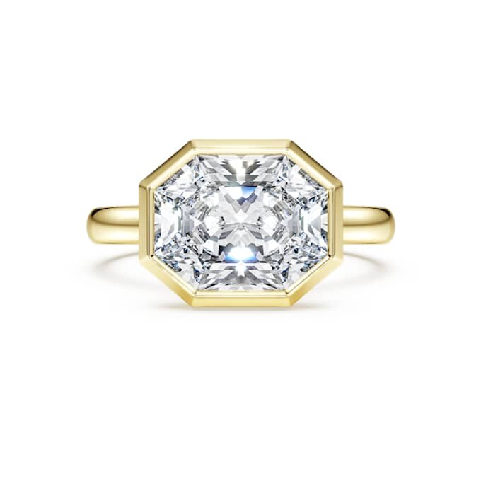 Octagon Bezel Ring Lab-Grown Diamonds 3.0 Ct Tw, Octagon Shape, 14K Yellow Gold Octagon Bezel Ring Lab-Grown Diamonds 3.0 Ct Tw, Octagon Shape, 14K Yellow Gold