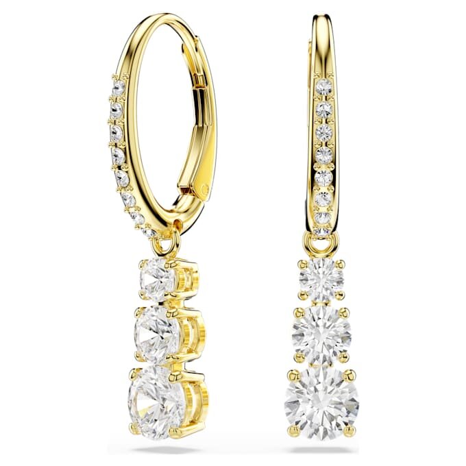 Stilla Attract Hoop Earrings Round Cut, White, Gold-Tone Plated Stilla Attract Hoop Earrings Round Cut, White, Gold-Tone Plated