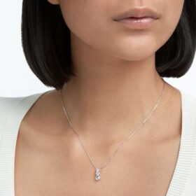 Stilla Attract Pendant Round Cut, White, Rhodium Plated