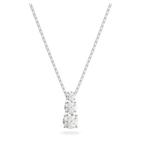 Stilla Attract Pendant Round Cut, White, Rhodium Plated