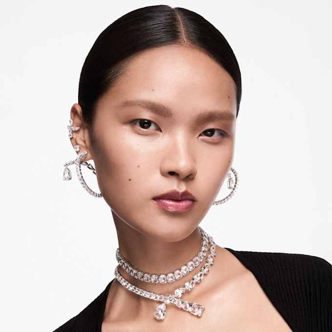 Stilla Attract Stud Earrings Round Cut, White, Rhodium Plated Stilla Attract Stud Earrings Round Cut, White, Rhodium Plated