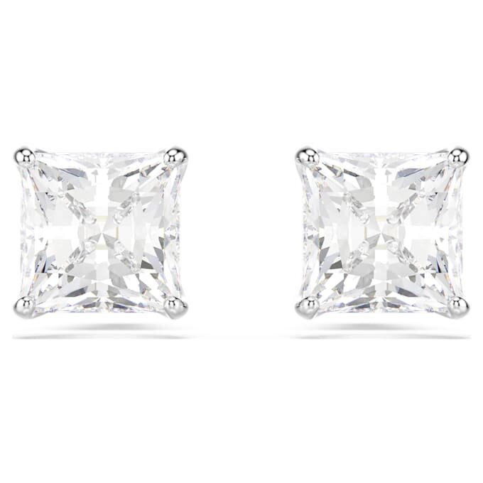 Stilla Attract Stud Earrings Square Cut, White, Rhodium Plated Stilla Attract Stud Earrings Square Cut, White, Rhodium Plated