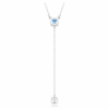Stilla Attract Y Necklace Round Cut, Blue, Rhodium Plated