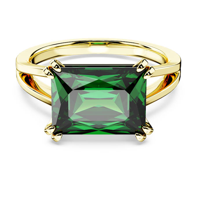 Stilla Cocktail Ring Rectangular Cut, Green, Gold-Tone Plated Stilla Cocktail Ring Rectangular Cut, Green, Gold-Tone Plated