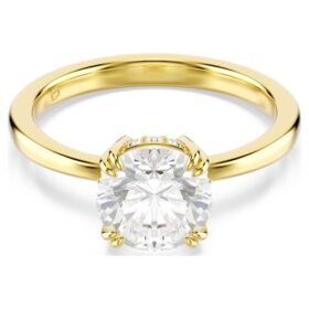 Stilla Cocktail Ring Round Cut, White, Gold-Tone Plated