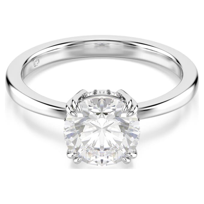 Stilla Cocktail Ring Round Cut, White, Silver-Tone Finish Stilla Cocktail Ring Round Cut, White, Silver-Tone Finish