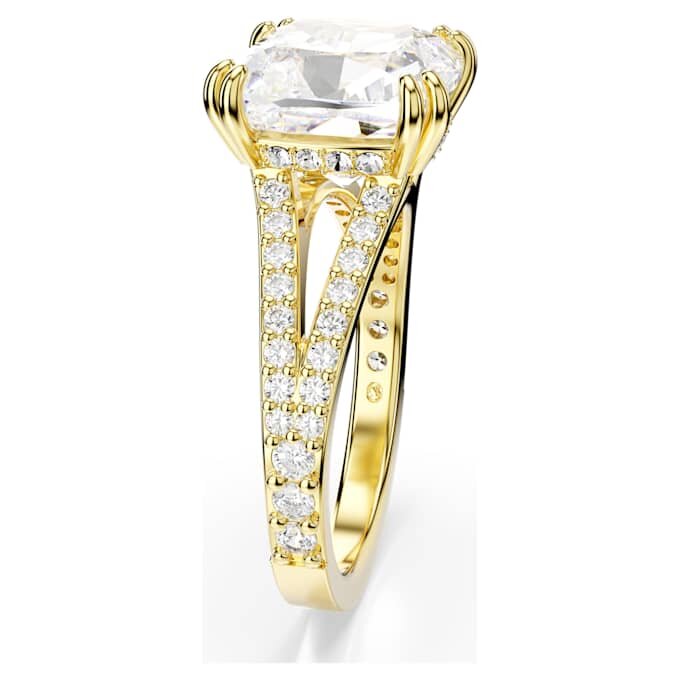 Stilla Cocktail Ring Square Cut, Pavé, White, Gold-Tone Plated Stilla Cocktail Ring Square Cut, Pavé, White, Gold-Tone Plated