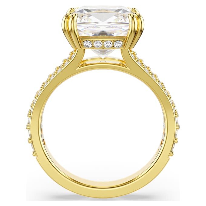 Stilla Cocktail Ring Square Cut, Pavé, White, Gold-Tone Plated Stilla Cocktail Ring Square Cut, Pavé, White, Gold-Tone Plated