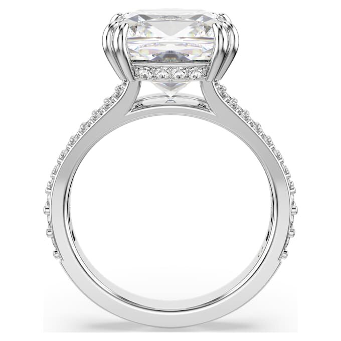 Stilla Cocktail Ring Square Cut, Pavé, White, Rhodium Plated Stilla Cocktail Ring Square Cut, Pavé, White, Rhodium Plated