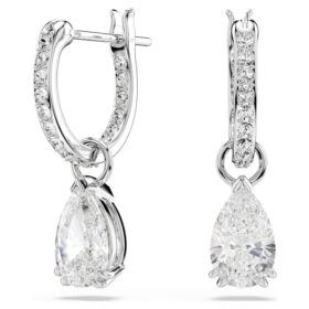 Stilla Drop Earrings Pear Cut, Round Cut, White, Rhodium Plated