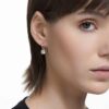 Stilla Drop Earrings Round Cut, White, Gold-Tone Plated