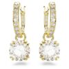 Stilla Drop Earrings Round Cut, White, Gold-Tone Plated