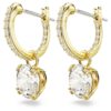 Stilla Drop Earrings Round Cut, White, Gold-Tone Plated