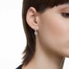 Stilla Drop Earrings Round Cut, White, Rhodium Plated