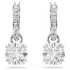 Stilla Drop Earrings Round Cut, White, Rhodium Plated
