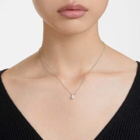 Stilla Pendant Pear Cut, White, Rhodium Plated