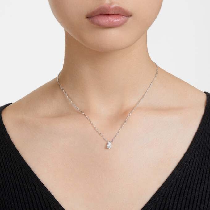 Stilla Pendant Pear Cut, White, Rhodium Plated Stilla Pendant Pear Cut, White, Rhodium Plated