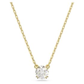 Stilla Pendant Round Cut, White, Gold-Tone Plated