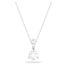 Stilla Pendant Round Cut, White, Rhodium Plated