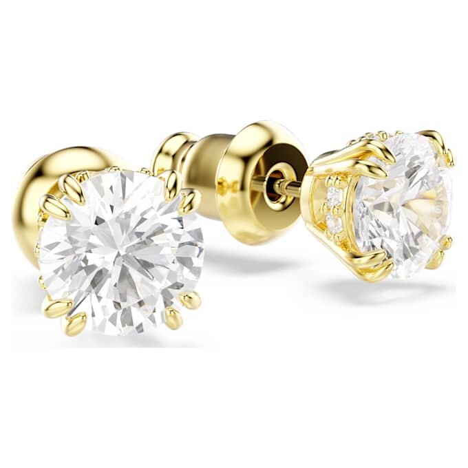 Stilla Stud Earrings Round Cut, White, Gold-Tone Plated Stilla Stud Earrings Round Cut, White, Gold-Tone Plated