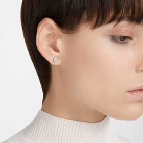 Stilla Stud Earrings Round Cut, White, Rose Gold-Tone Plated Stilla Stud Earrings Round Cut, White, Rose Gold-Tone Plated
