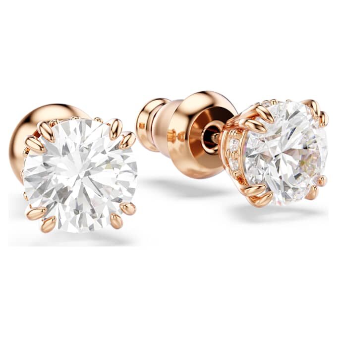 Stilla Stud Earrings Round Cut, White, Rose Gold-Tone Plated Stilla Stud Earrings Round Cut, White, Rose Gold-Tone Plated