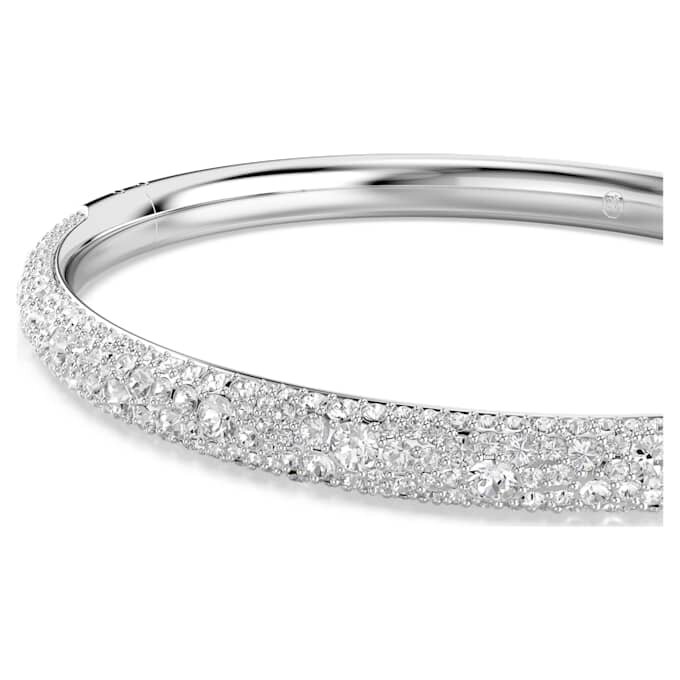 Sublima Bangle Snow Pavé, White, Rhodium Plated Sublima Bangle Snow Pavé, White, Rhodium Plated