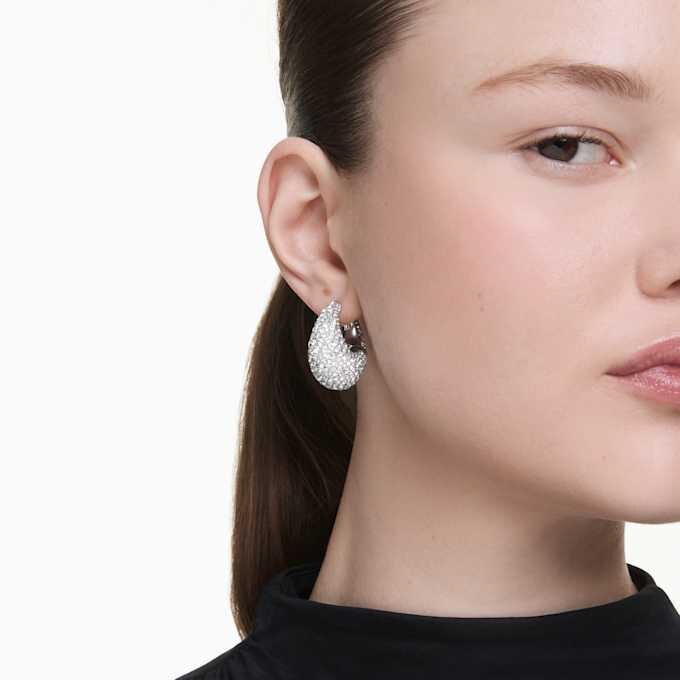 Sublima Earrings Large, White, Rhodium Plated Sublima Earrings Large, White, Rhodium Plated