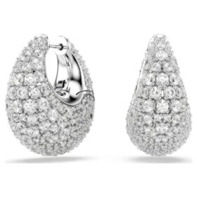 Sublima Earrings Large, White, Rhodium Plated
