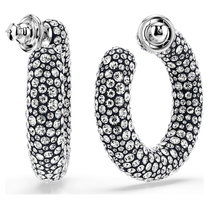 Sublima Hoop Earrings Mixed Round Cuts, White, Rhodium Plated Sublima Hoop Earrings Mixed Round Cuts, White, Rhodium Plated