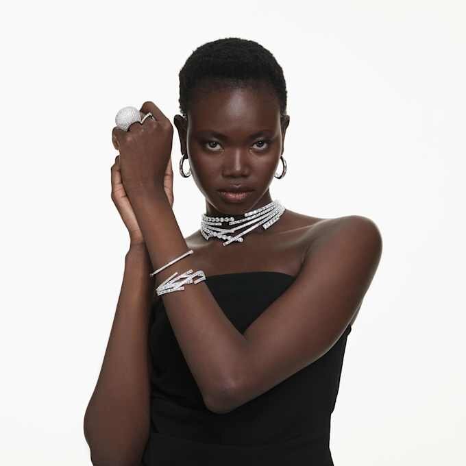 Sublima Cocktail Ring Large, White, Rhodium Plated Sublima Cocktail Ring Large, White, Rhodium Plated