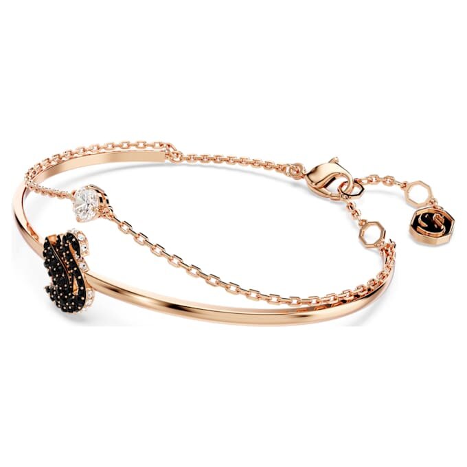 Swan Bangle Swan, Black, Rose Gold-Tone Plated Swan Bangle Swan, Black, Rose Gold-Tone Plated