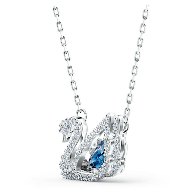 Swan Necklace Dancing Swan, Blue, Rhodium Plated Swan Necklace Dancing Swan, Blue, Rhodium Plated