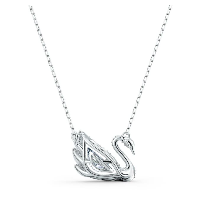 Swan Necklace Dancing Swan, White, Rhodium Plated Swan Necklace Dancing Swan, White, Rhodium Plated