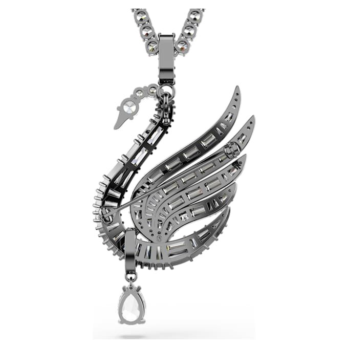 Swan Pendant and Brooch Swan, White, Ruthenium Plated Swan Pendant and Brooch Swan, White, Ruthenium Plated