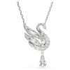 Swan Pendant Swan, White, Rhodium Plated