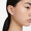 Swan Stud Earrings Swan, White, Rhodium Plated