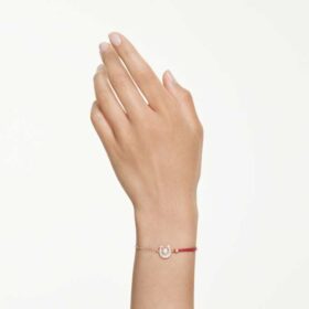 Symbolica Bracelet Crystal Pearl, Pavé, Horse Shoe, White, Rose Gold-Tone Plated