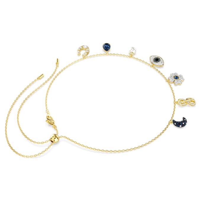 Symbolica Choker Crystal Pearl, Moon, Infinity, Clover, Evil Eye and Horseshoe, Blue, Gold-Tone Plated Symbolica Choker Crystal Pearl, Moon, Infinity, Clover, Evil Eye and Horseshoe, Blue, Gold-Tone Plated