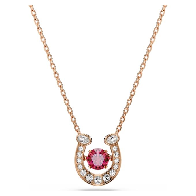 Symbolica Pendant Round Cut, Pavé, Horse Shoe, Red, Rose Gold-Tone Plated Symbolica Pendant Round Cut, Pavé, Horse Shoe, Red, Rose Gold-Tone Plated