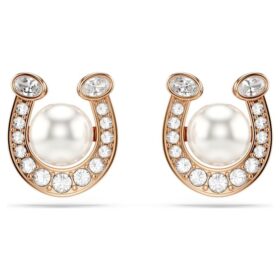 Symbolica Stud Earrings Crystal Pearl, Pavé, Horse Shoe, White, Rose Gold-Tone Plated Symbolica Stud Earrings Crystal Pearl, Pavé, Horse Shoe, White, Rose Gold-Tone Plated