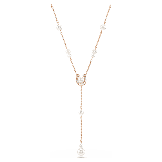Symbolica Y Necklace Crystal Pearl, Pavé, Horse Shoe, White, Rose Gold-Tone Plated Symbolica Y Necklace Crystal Pearl, Pavé, Horse Shoe, White, Rose Gold-Tone Plated