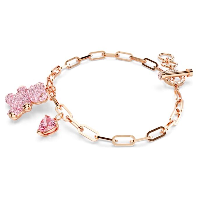 Teddy Bracelet Bear, Pink, Rose Gold-Tone Plated Teddy Bracelet Bear, Pink, Rose Gold-Tone Plated