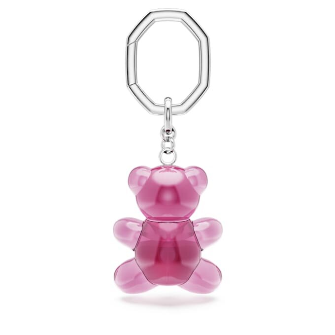 Teddy Key Ring Bear, Pink, Rhodium Plated Teddy Key Ring Bear, Pink, Rhodium Plated
