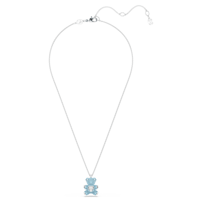 Teddy Pendant Bear, Blue, Rhodium Plated Teddy Pendant Bear, Blue, Rhodium Plated
