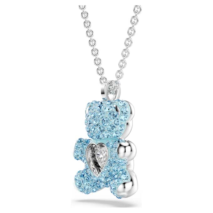 Teddy Pendant Bear, Blue, Rhodium Plated Teddy Pendant Bear, Blue, Rhodium Plated