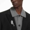 The Vienna Collection Brooch Feather, White, Ruthenium Plated