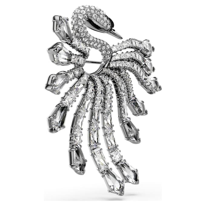 The Vienna Collection Brooch Swan, White, Ruthenium Plated The Vienna Collection Brooch Swan, White, Ruthenium Plated