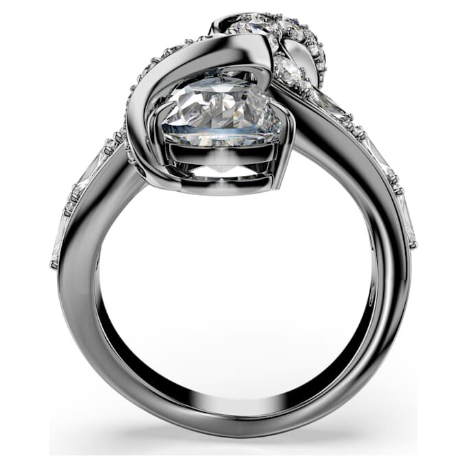 The Vienna Collection Open Ring Feather, White, Ruthenium Plated The Vienna Collection Open Ring Feather, White, Ruthenium Plated
